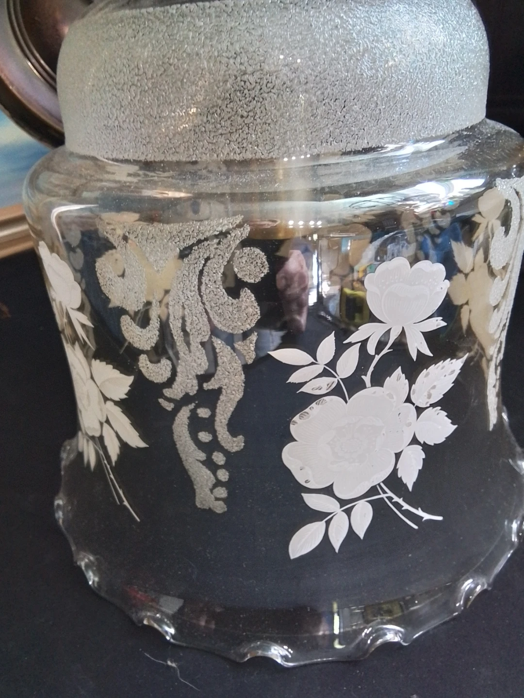 Vintage 1970s Quoizel "Satin Lace" Etched Glass - photo 4