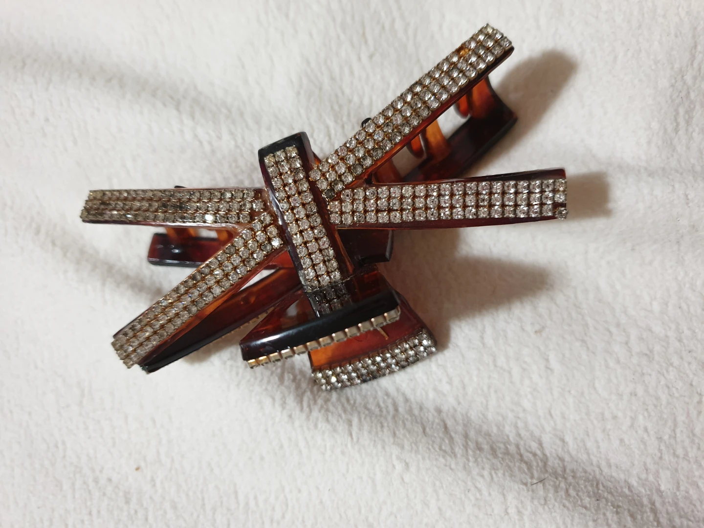 Rhinestone Hair Claw Clip Brown