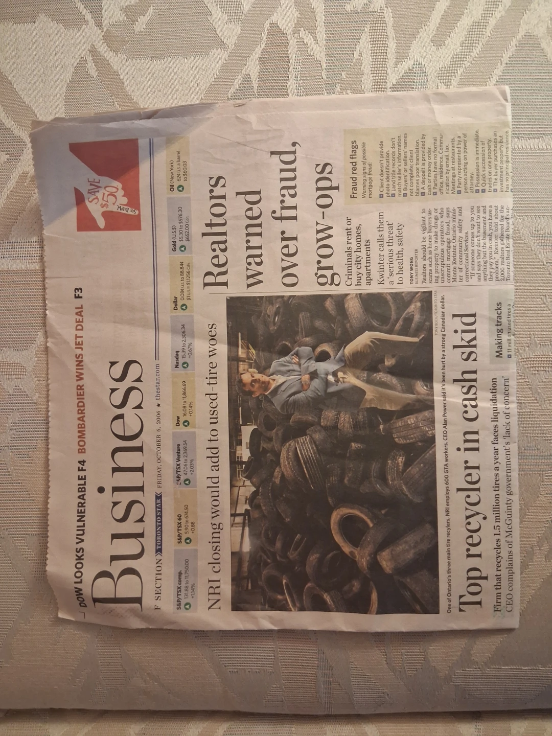 Vintage Toronto Star Newspaper - Oct 6, 2006 (Business Section)