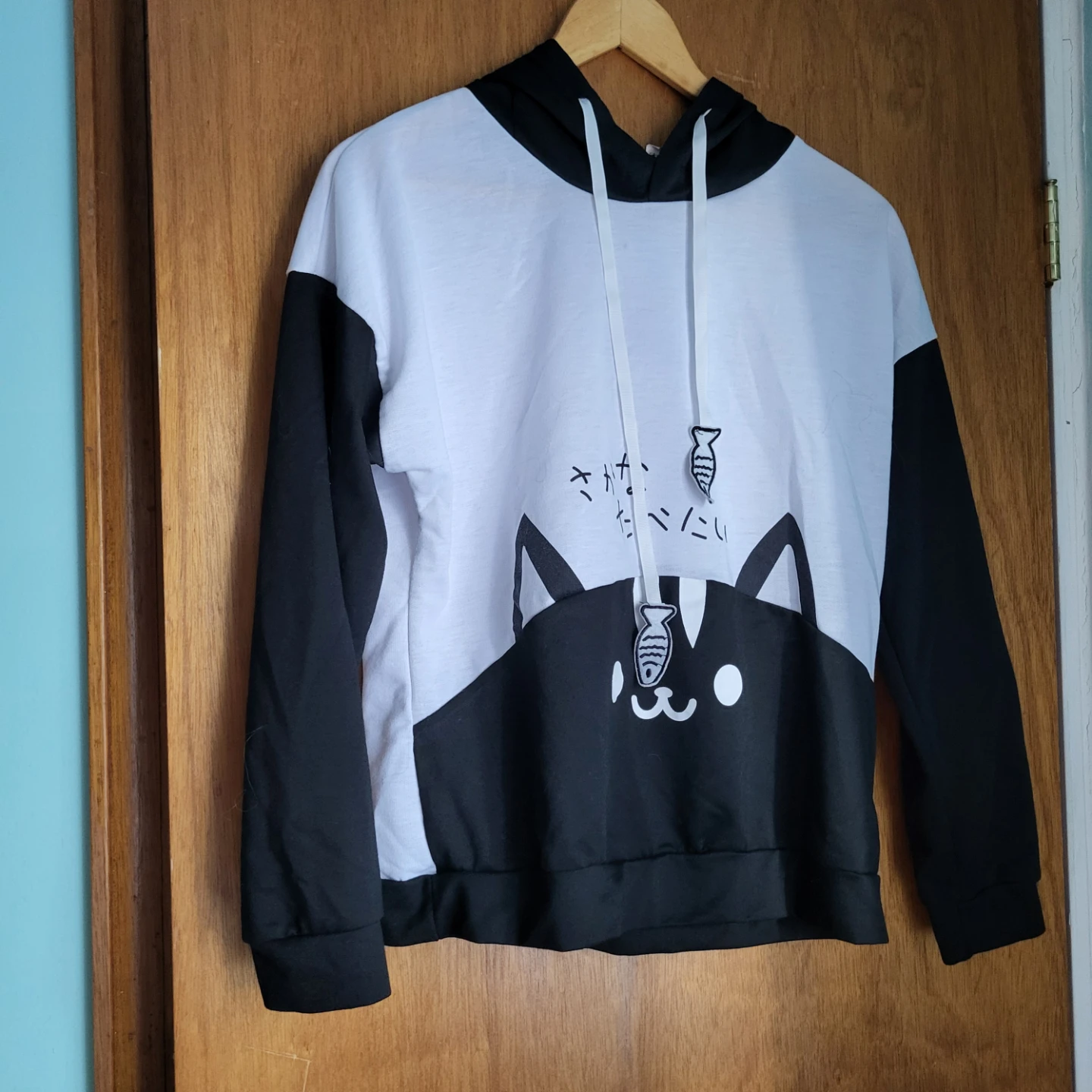 Black and white cat hoodie size large