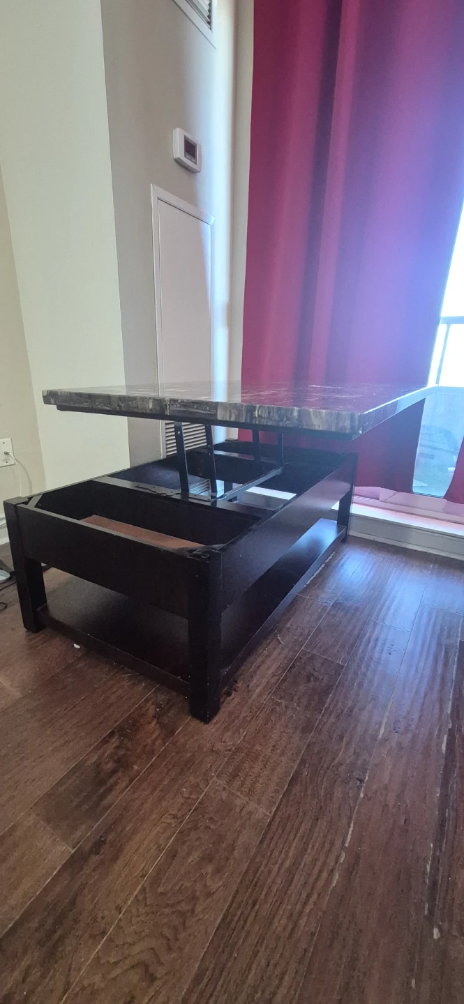 Lift-Top Faux-Marble Coffee Table with Storage - photo 2