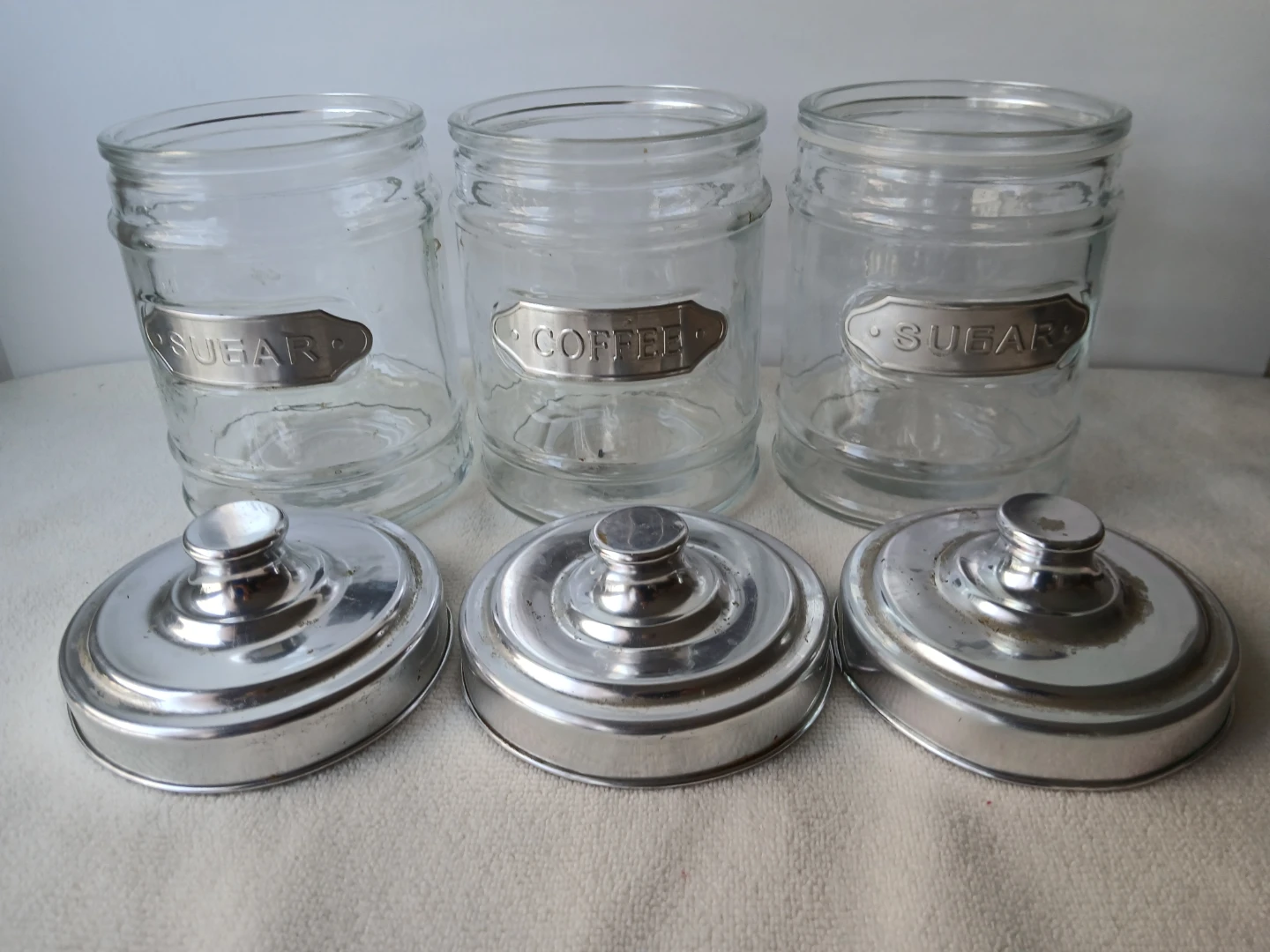 Three Glass Canisters with Metal Lids. ALL 3 for $8. - photo 2