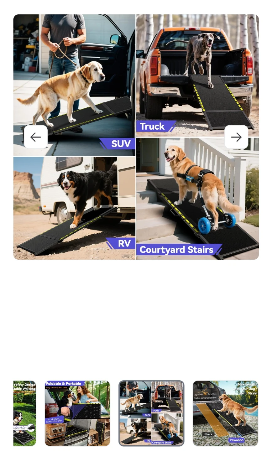 Pawaboo 74'' L & 20'' W Longest Dog Ramp for Car - Extra Wide - photo 2