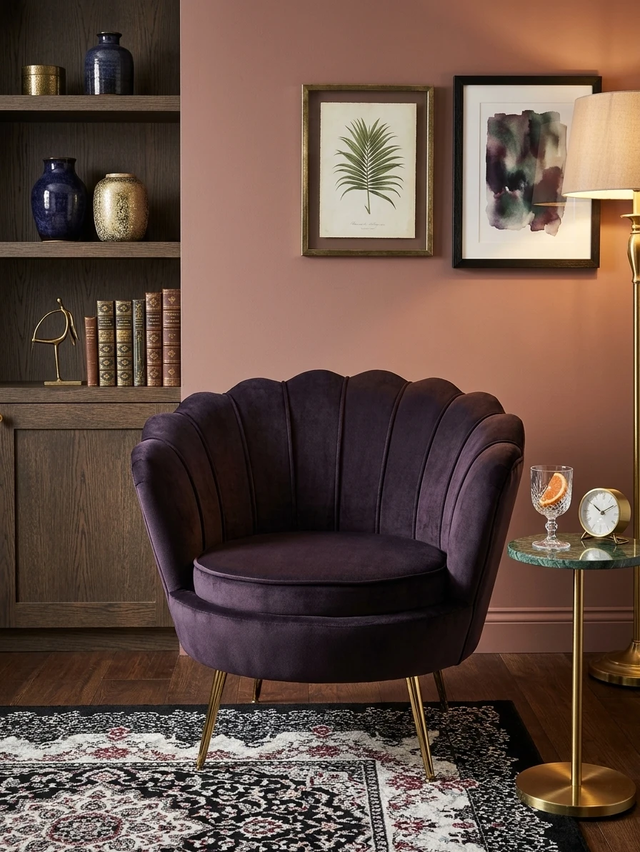 Velvet Scalloped Accent Chair - photo 2