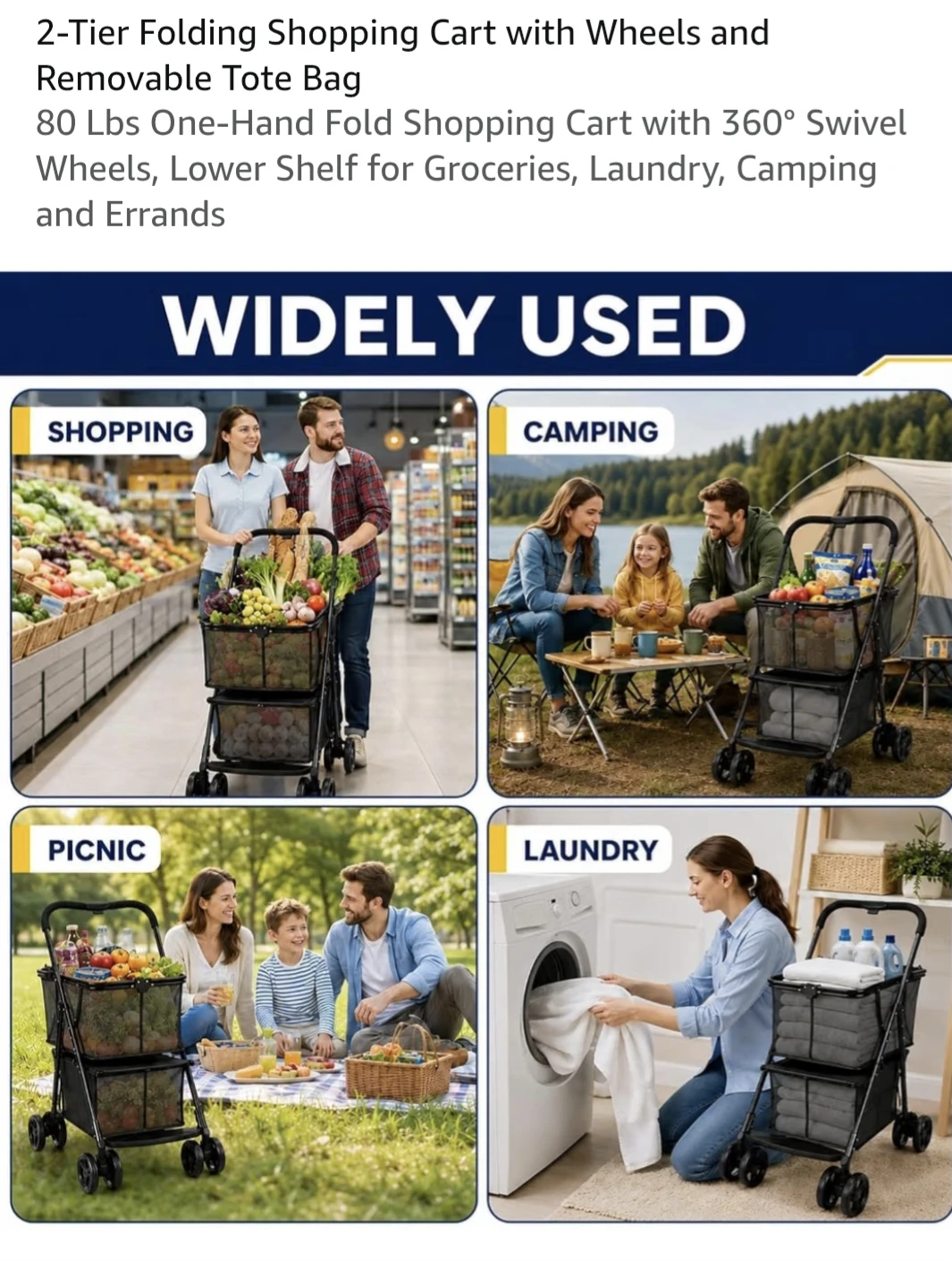 2-Tier Folding Shopping Cart - photo 3