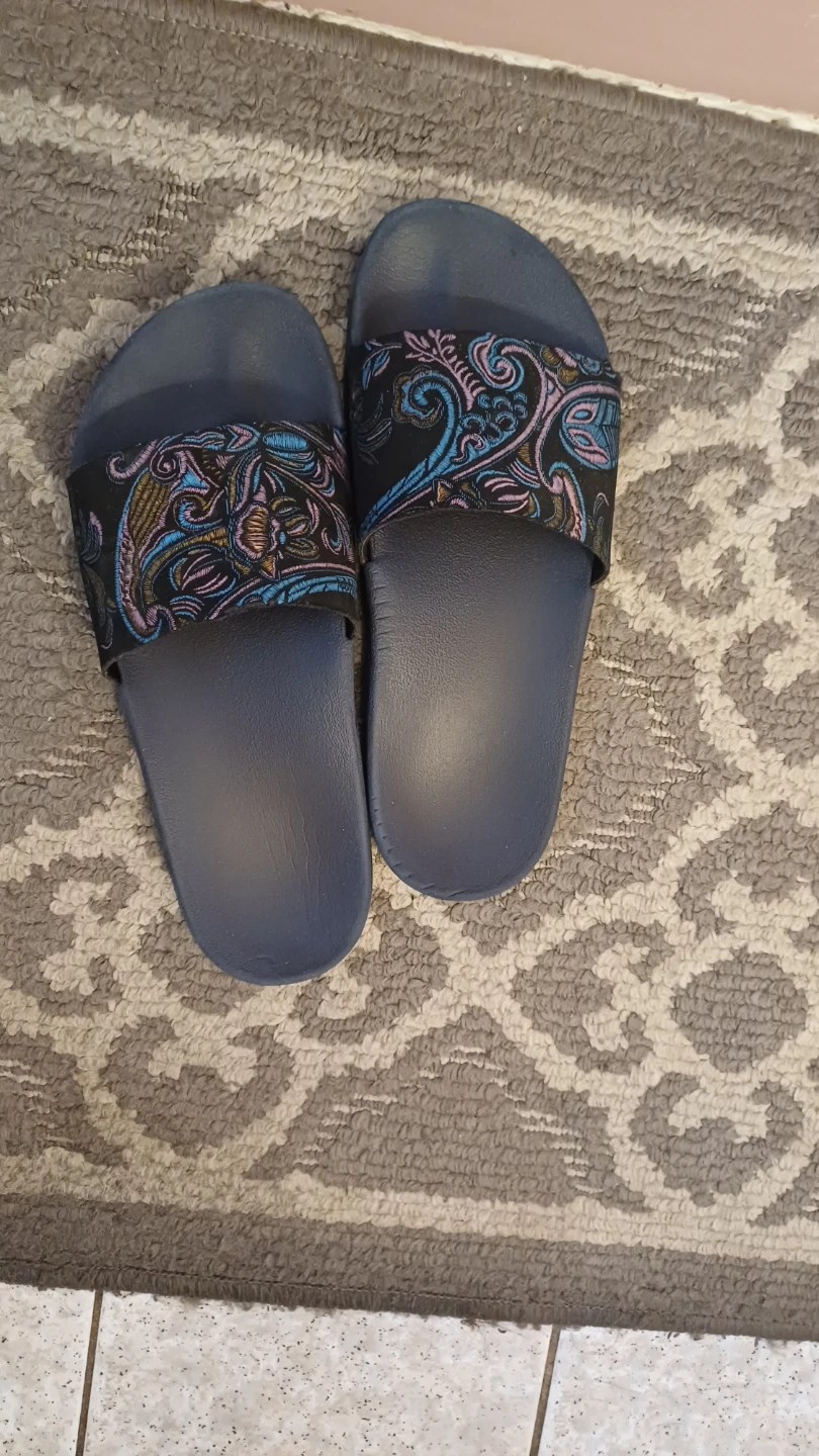 Embroidered Slide Sandals
