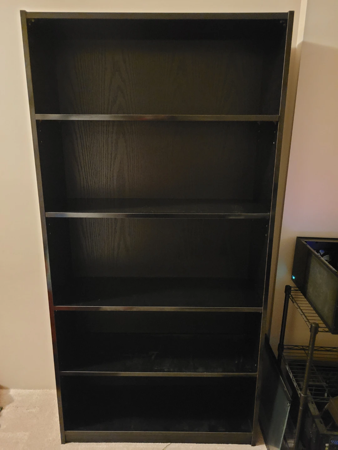 Tall Black Wooden Bookshelf