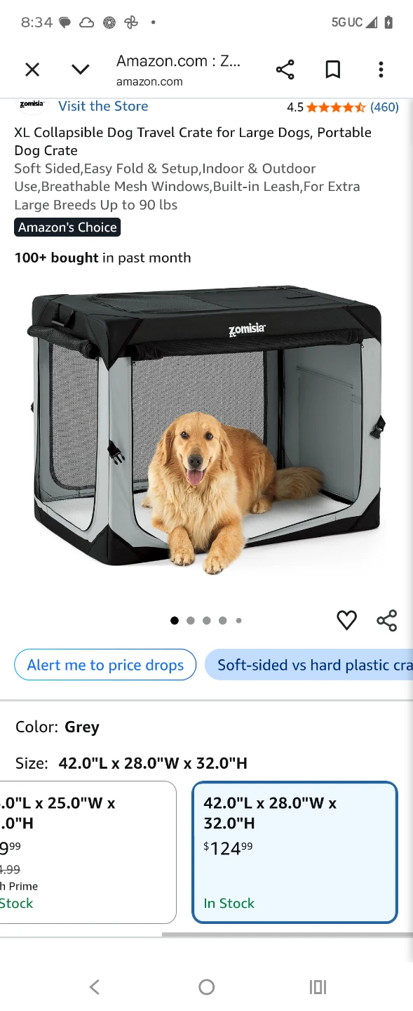 ZOMISIA 42 Inch Collapsible Dog Crate for Extra Large Dogs