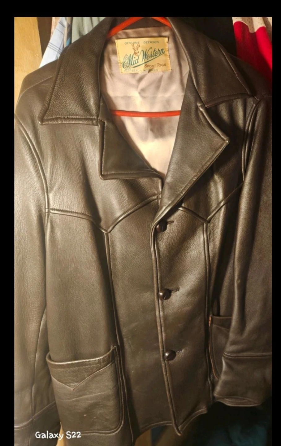 Mid Western Sport Togs Deerskin Leather Jacket Size 42