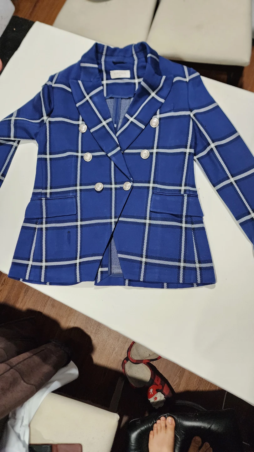 Circolo 1901 Blue Plaid Double-Breasted Blazer - photo 3