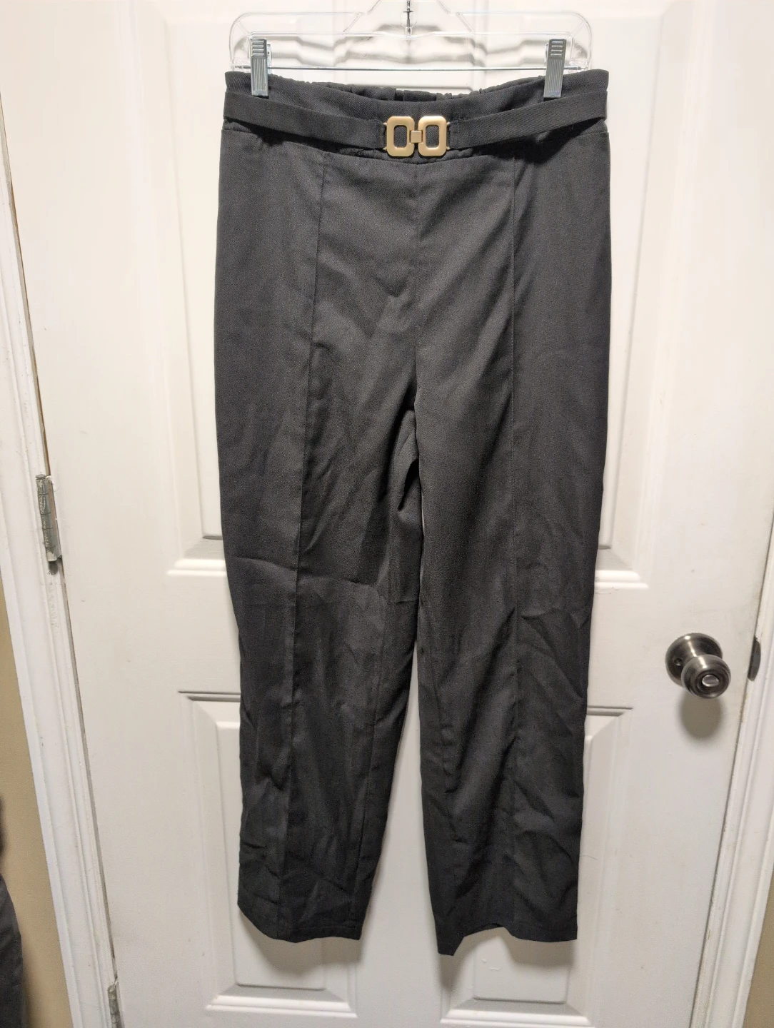 Black Trousers with Gold Buckle