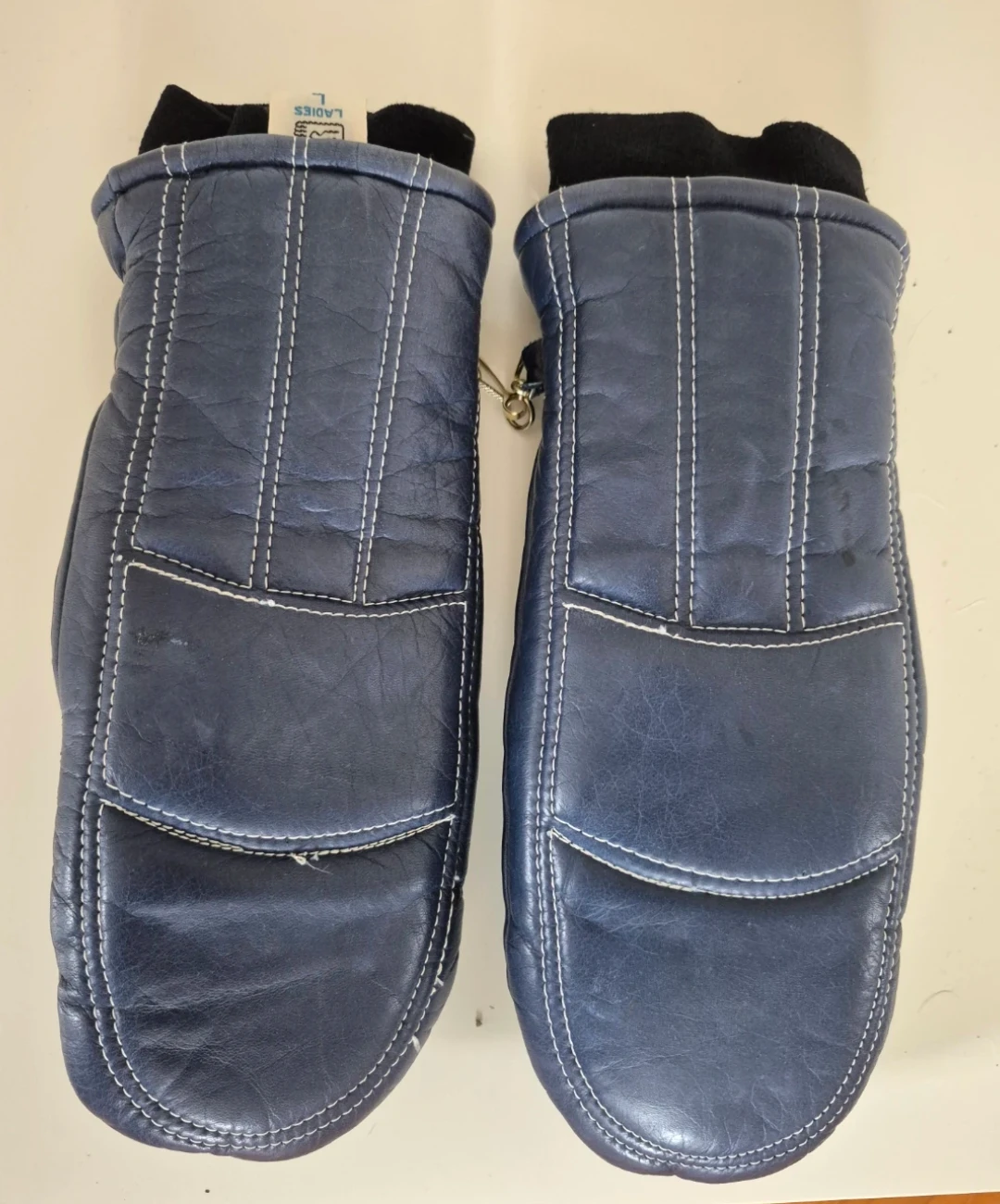 Conro Ladies Blue Leather Mittens Large - photo 2