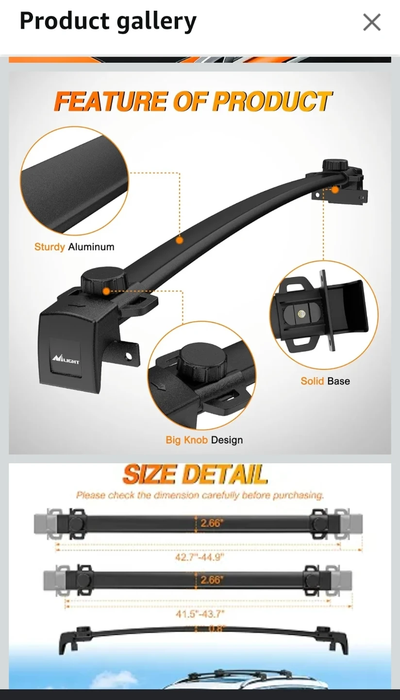 Roof Rack Cross Bars for 2017 TO 2021 JEEP COMPASS MP - photo 5