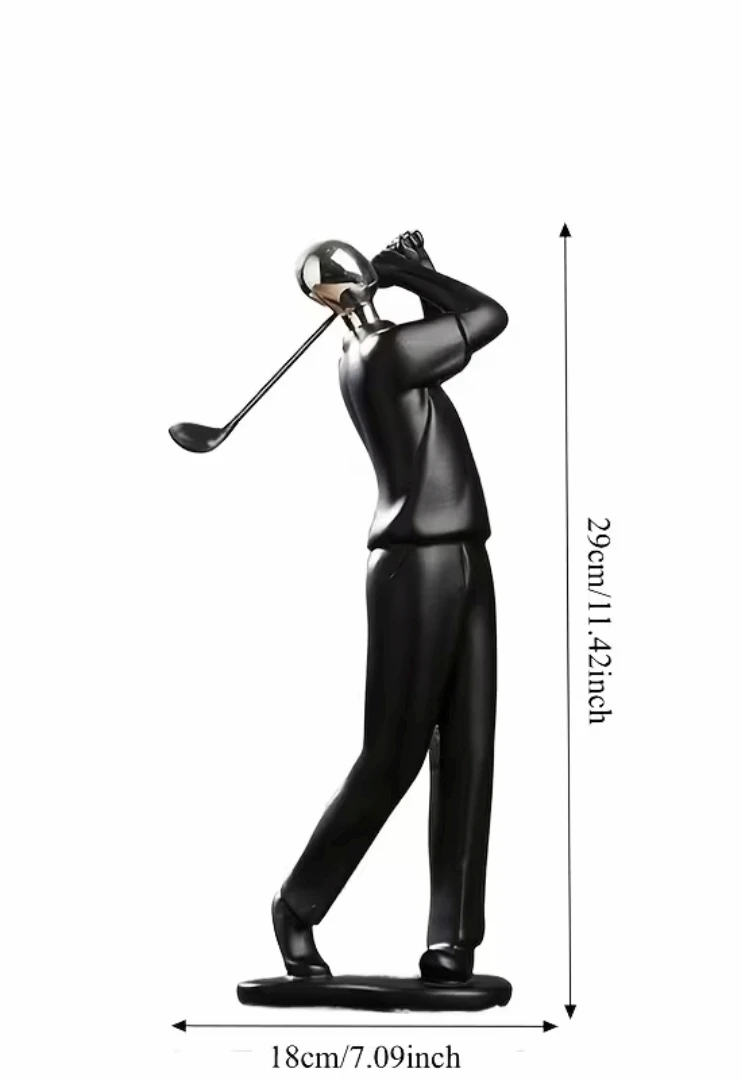 Abstract Golfer Sculpture – Black with Chrome Head *new - photo 5