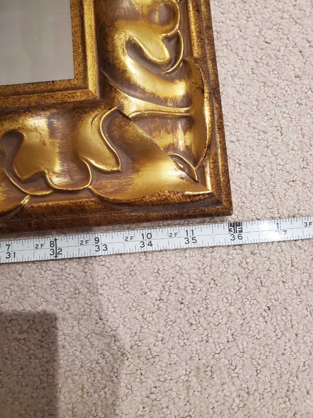 Large ornate gold-toned wall mirror - photo 4