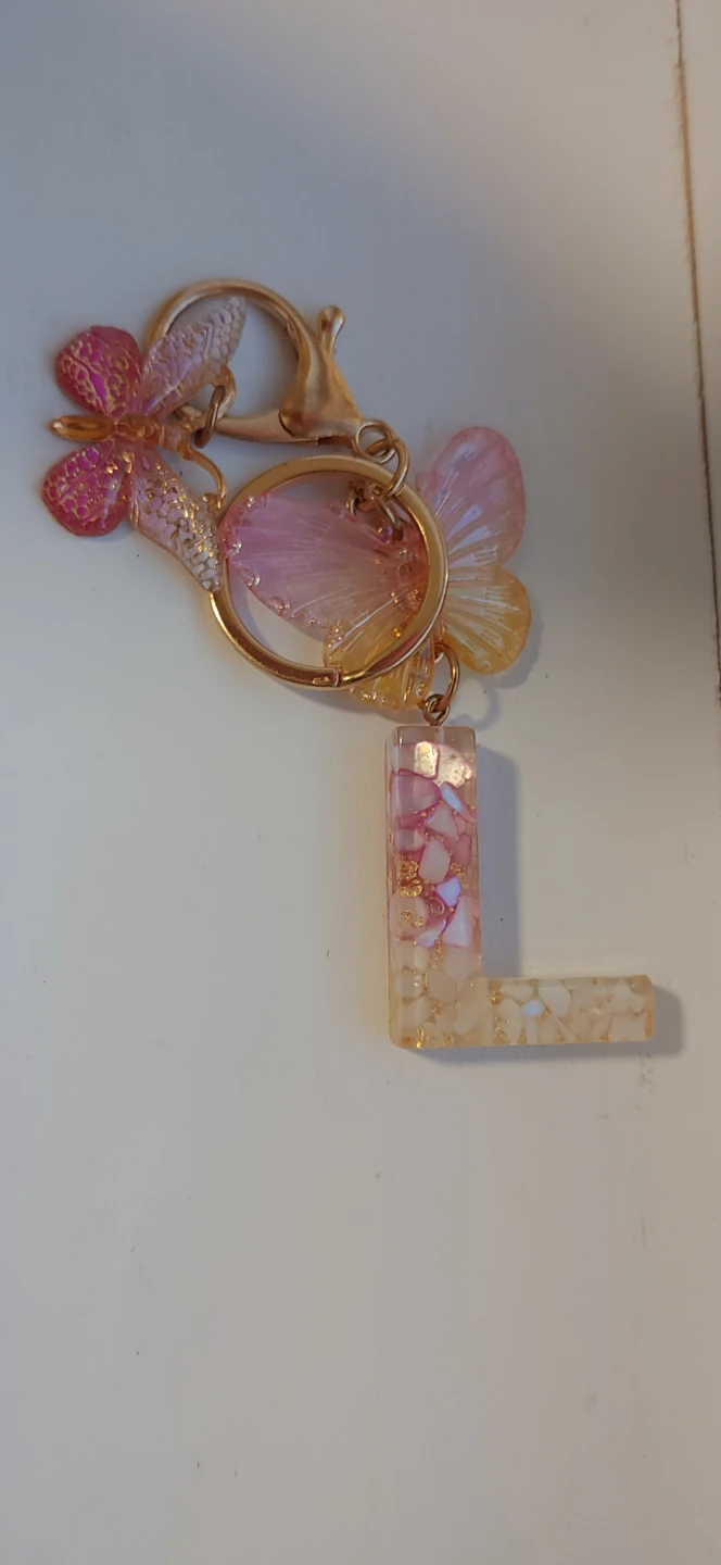 Letter L Butterfly Resin Keychain - photo 2