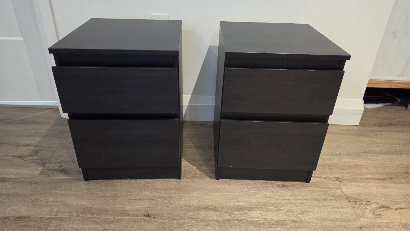 Set of two MALM Chest of 2 drawers, black-brown