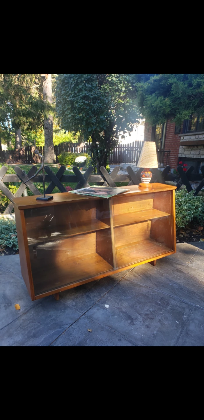 Mid-century modern sliding glass door display cabinet