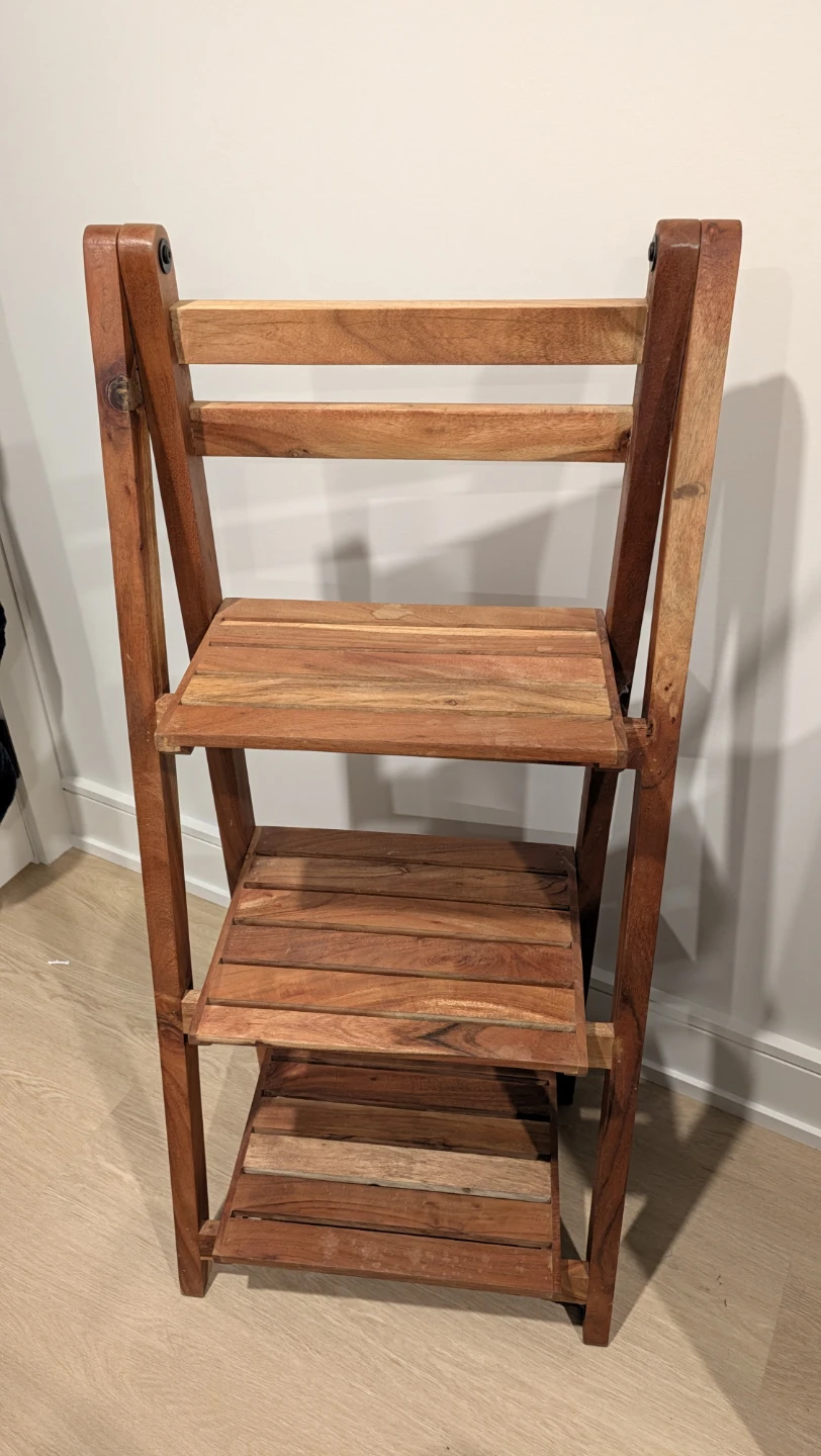 3-Tier Folding Wooden Shelving Unit