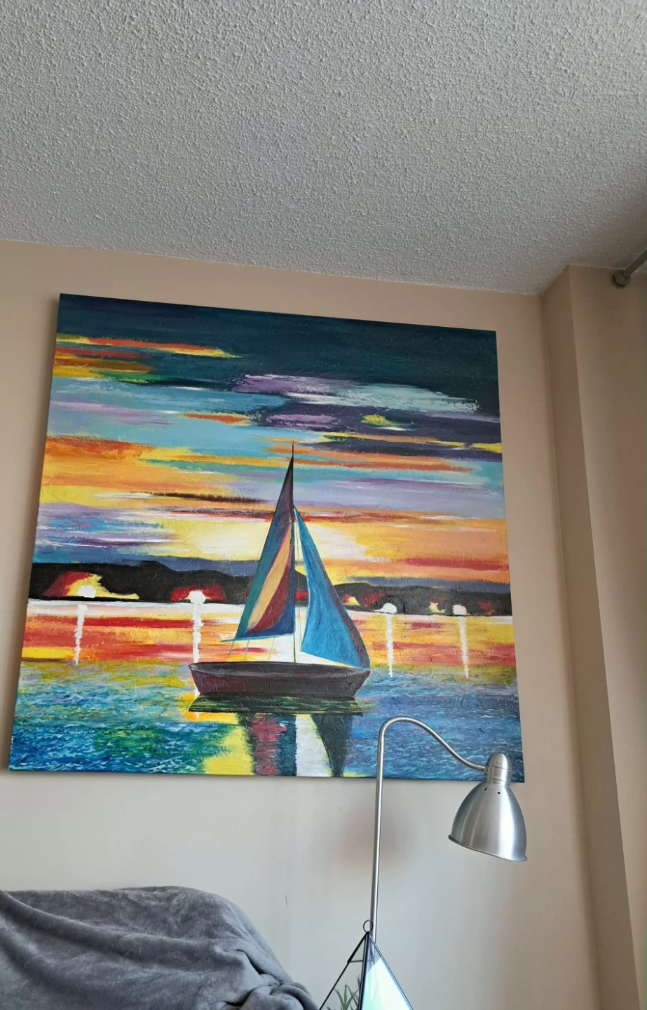 Large Sailboat Sunset Oil Painting - photo 3