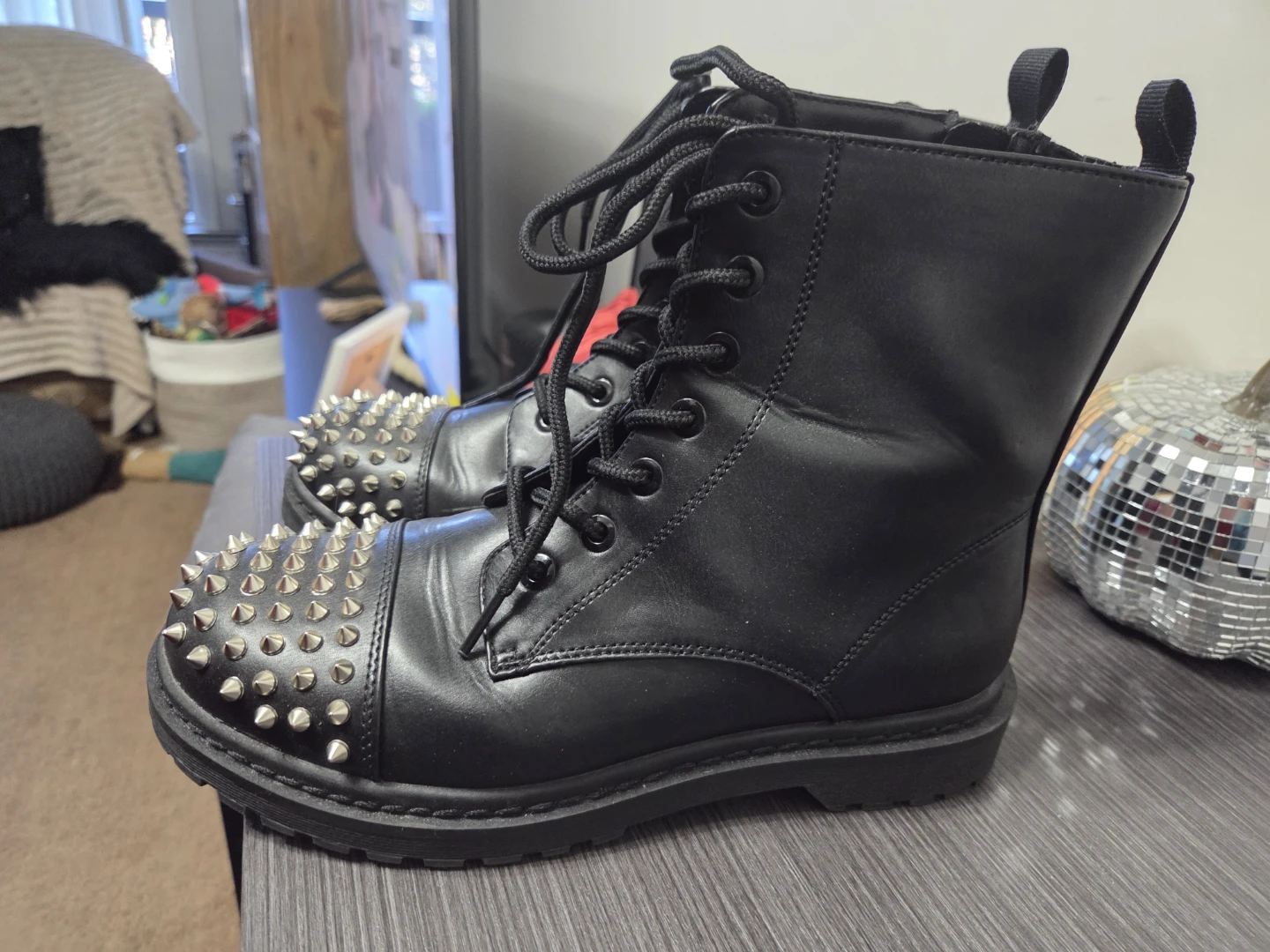 Torrid Black Studded Combat Boots Size 9WW - photo 2