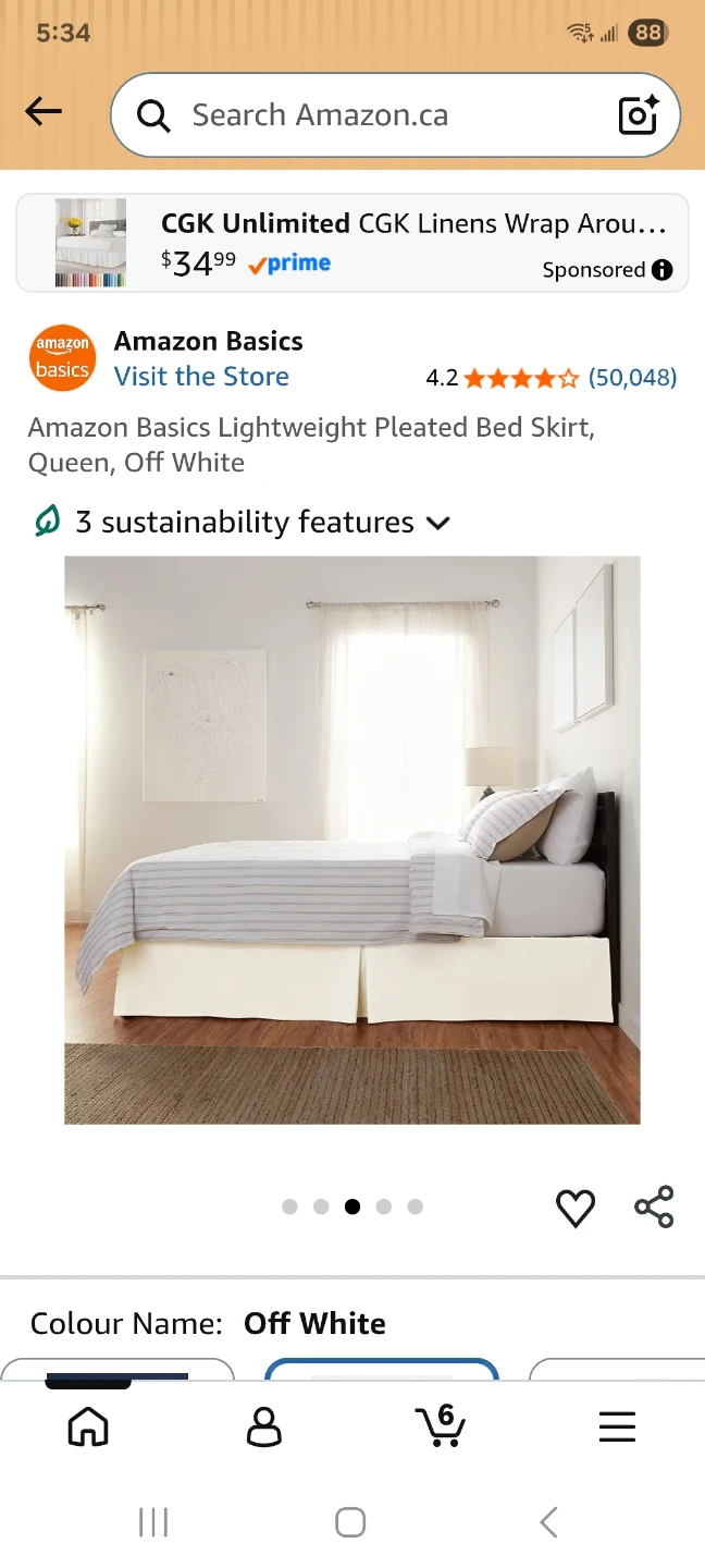 Amazon Basics Queen Pleated Bed Skirt - Off White