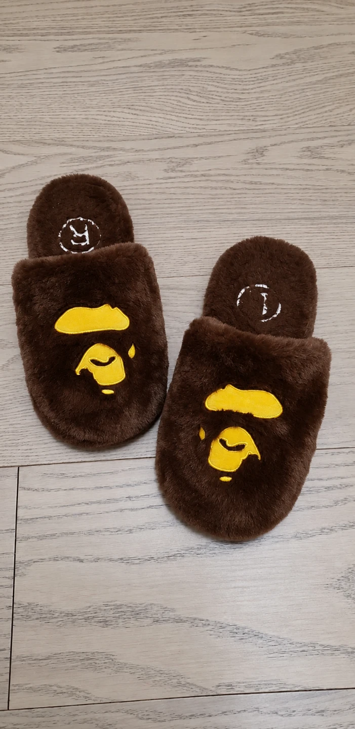 BAPE Brown Faux Fur Slippers