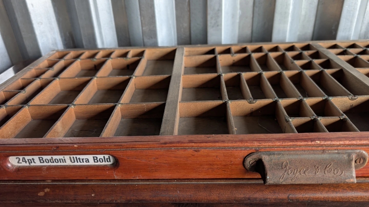 Vintage  Wooden Typesetter Drawers - photo 3