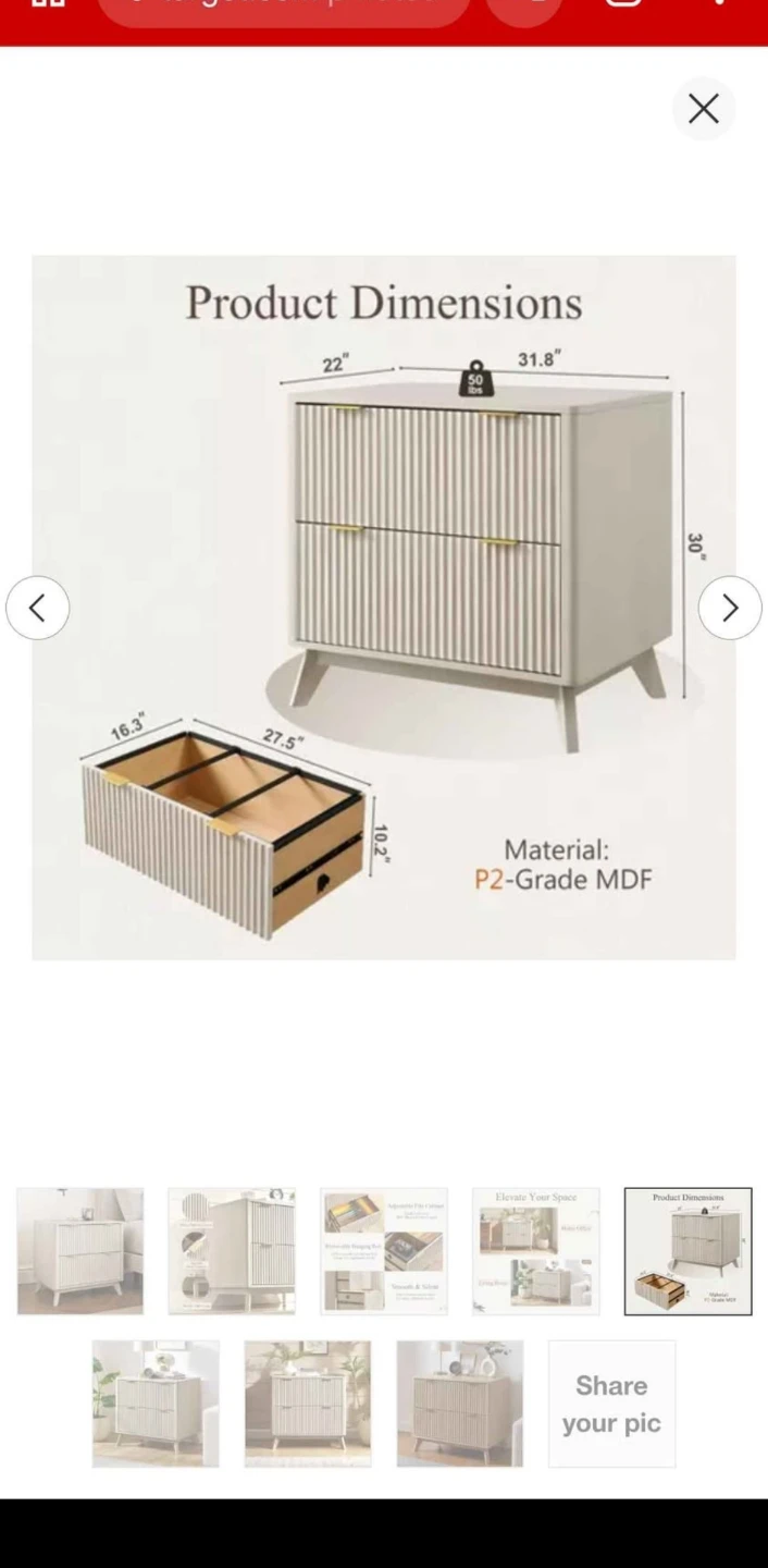 Modern Fluted 2-Drawer Nightstand, White - photo 4