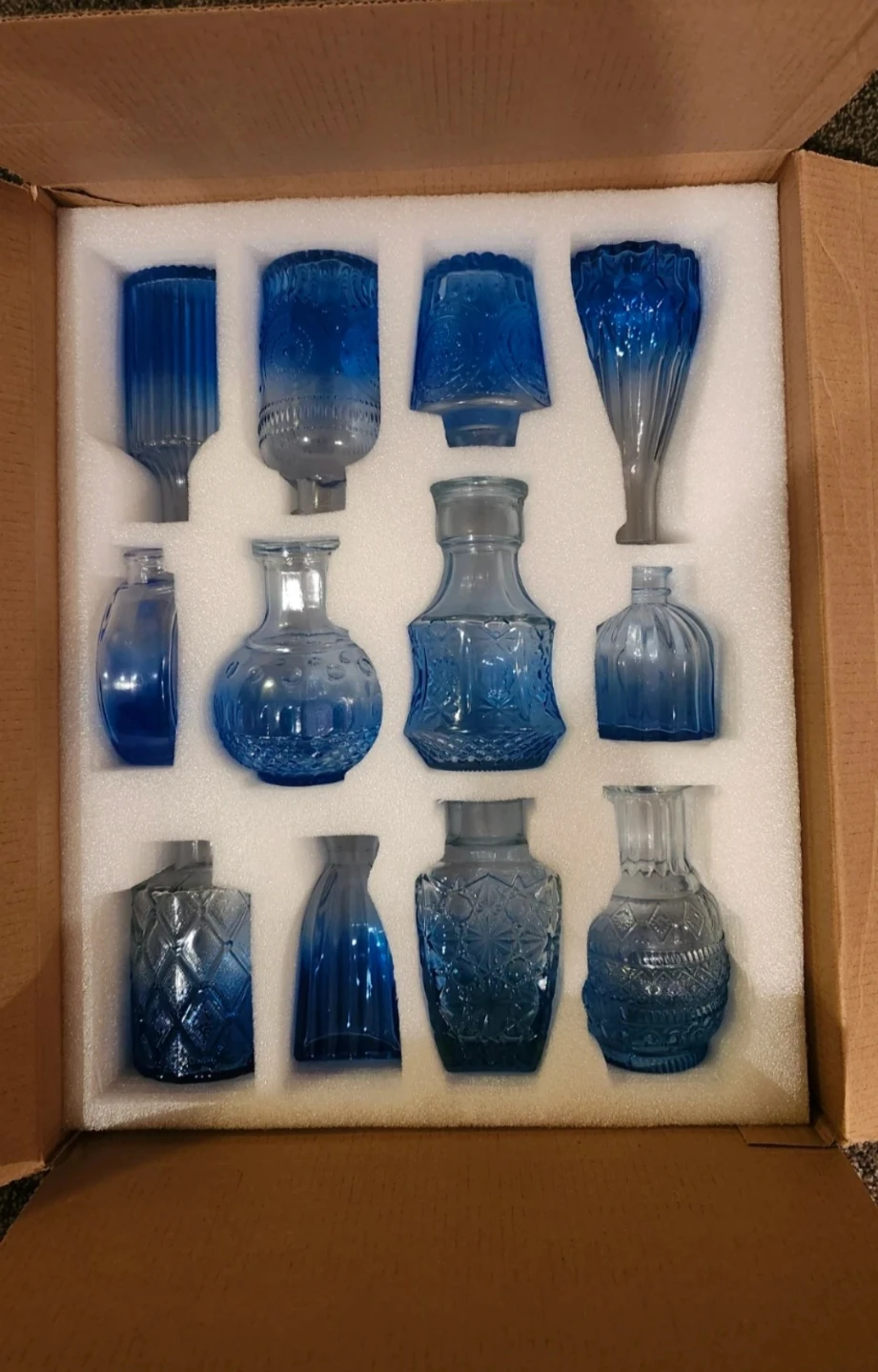 Set of 12 Assorted Blue Glass Bud Vases - photo 4
