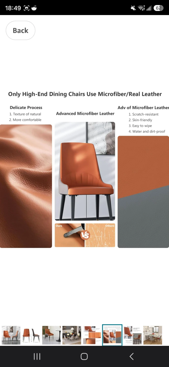 Upholstered Dining Chairs, Set of 2 (Orange/Grey) - Brand New - photo 3