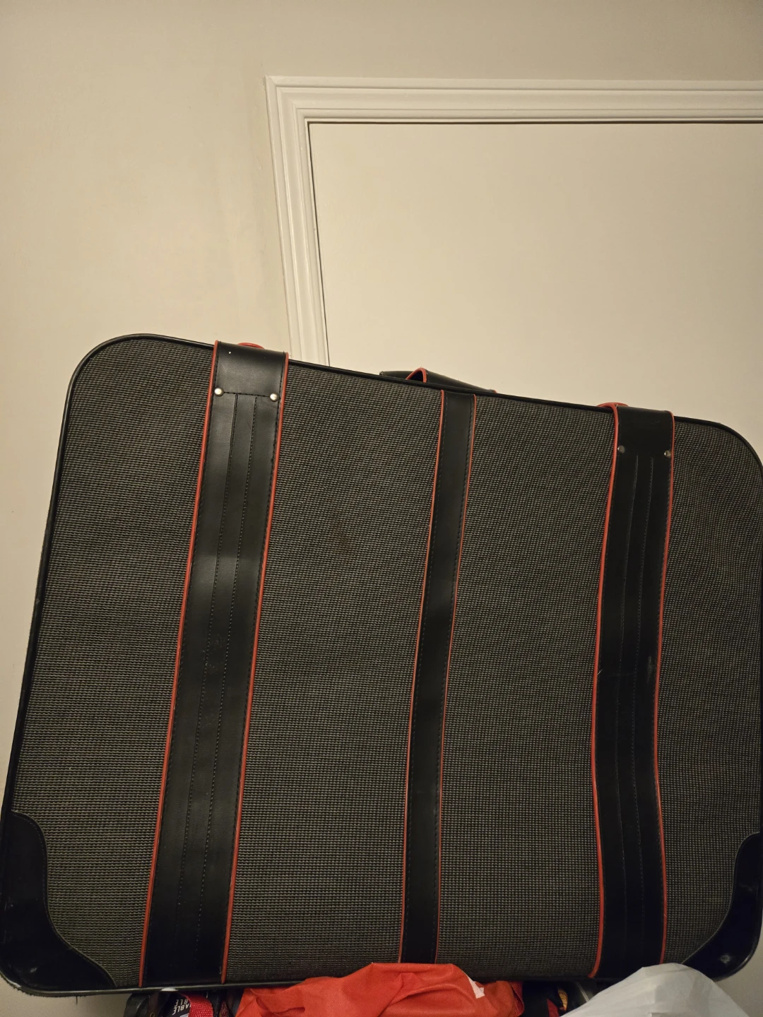 Large Black and Red Travel Suitcase