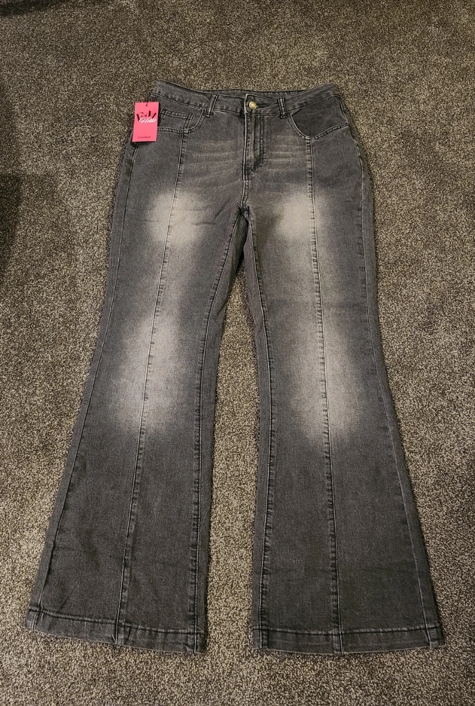 Emmioe Grey Washed Flare Jeans - photo 3