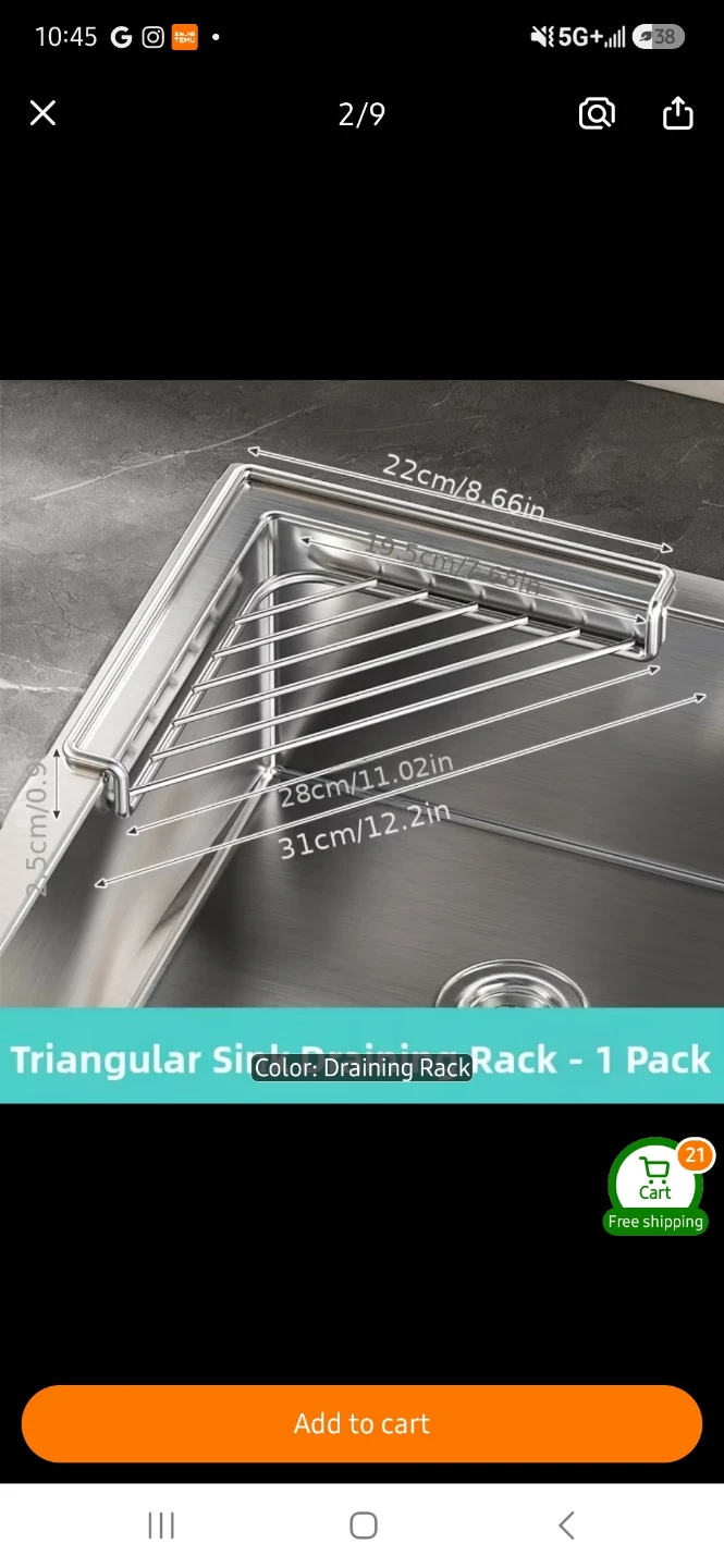 Triangular Sink Draining Rack