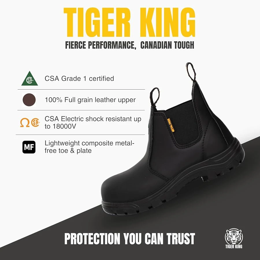 Tiger King Leather Steel Toe Safety Work Boots (BNWT, US 8)