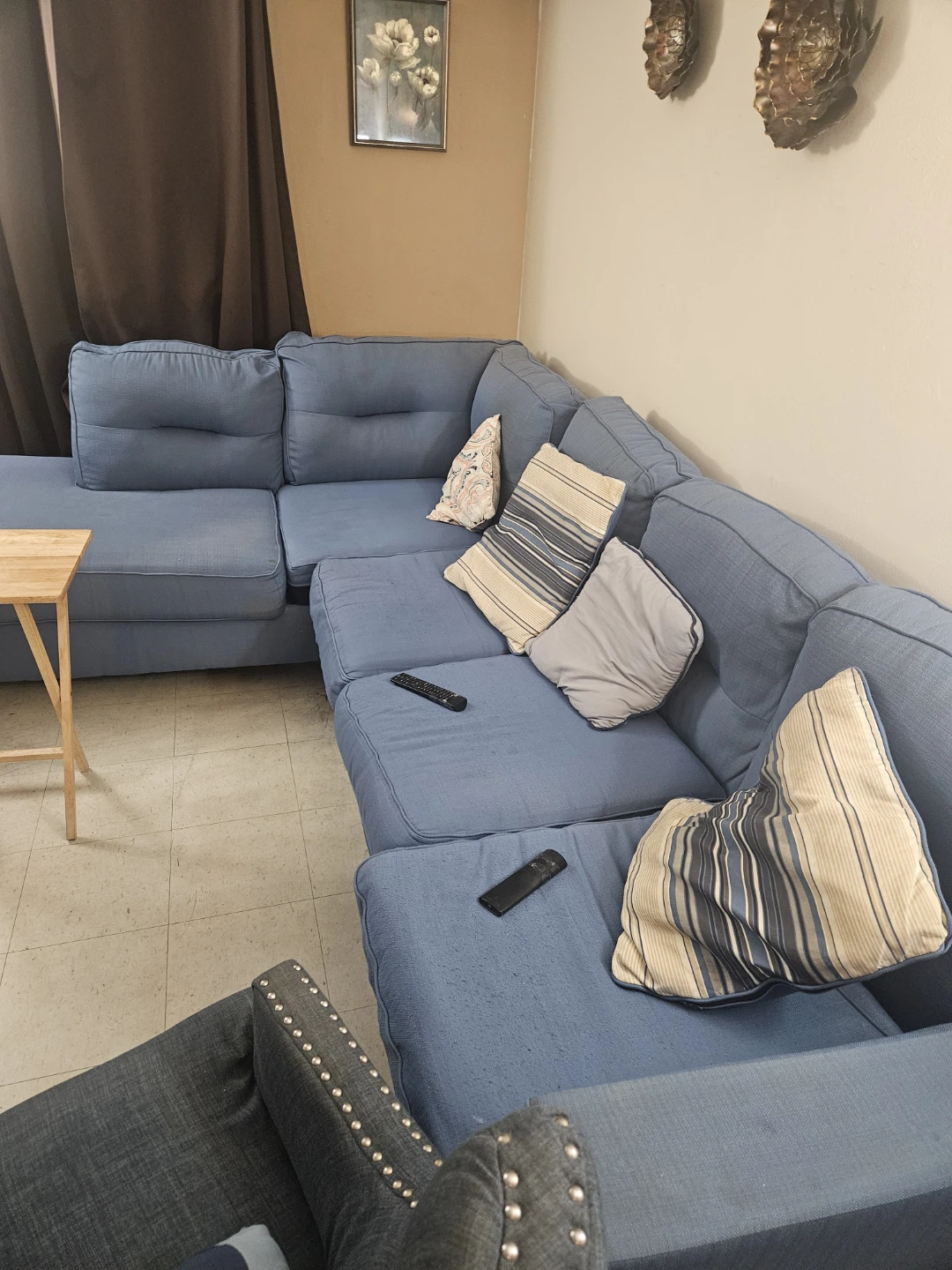 Blue L-Shaped Sectional Sofa