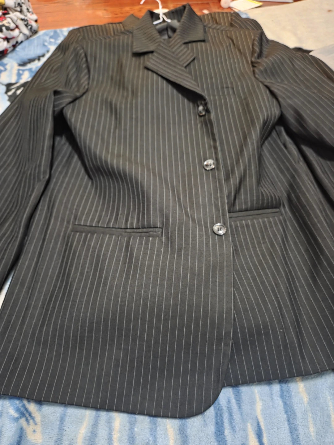 Black Pinstripe Suit Set