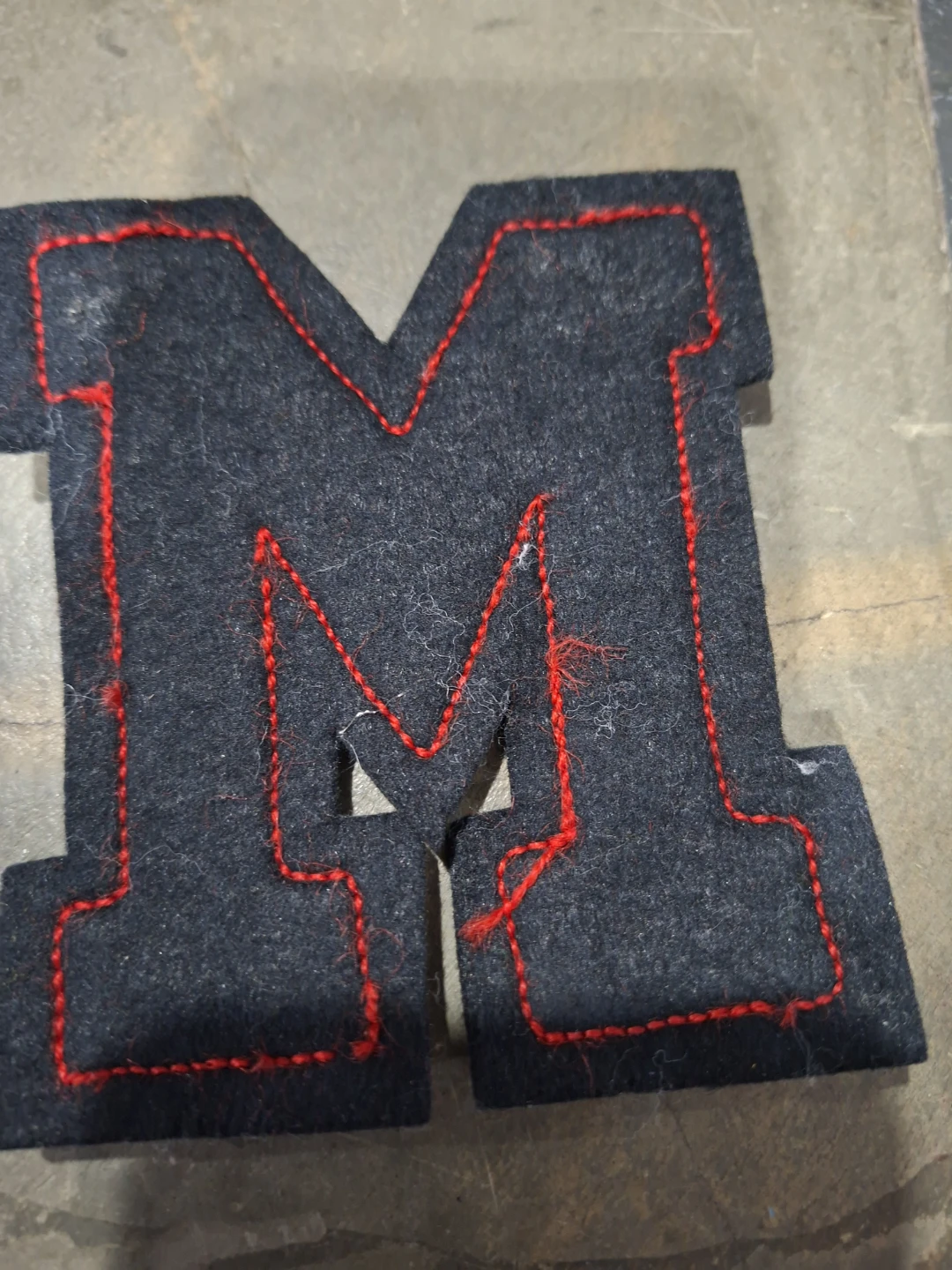 Vintage Red & Black Chenille Letterman Jacket Patch – Letter "M" - photo 2