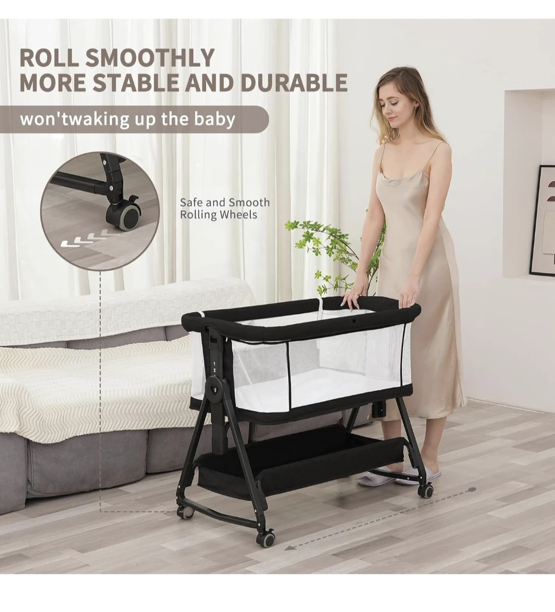 Baby Bedside Bassinet with Storage - photo 2