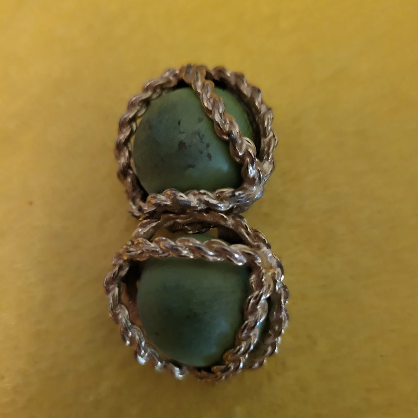 Vintage Green Bead Clip-On Earrings