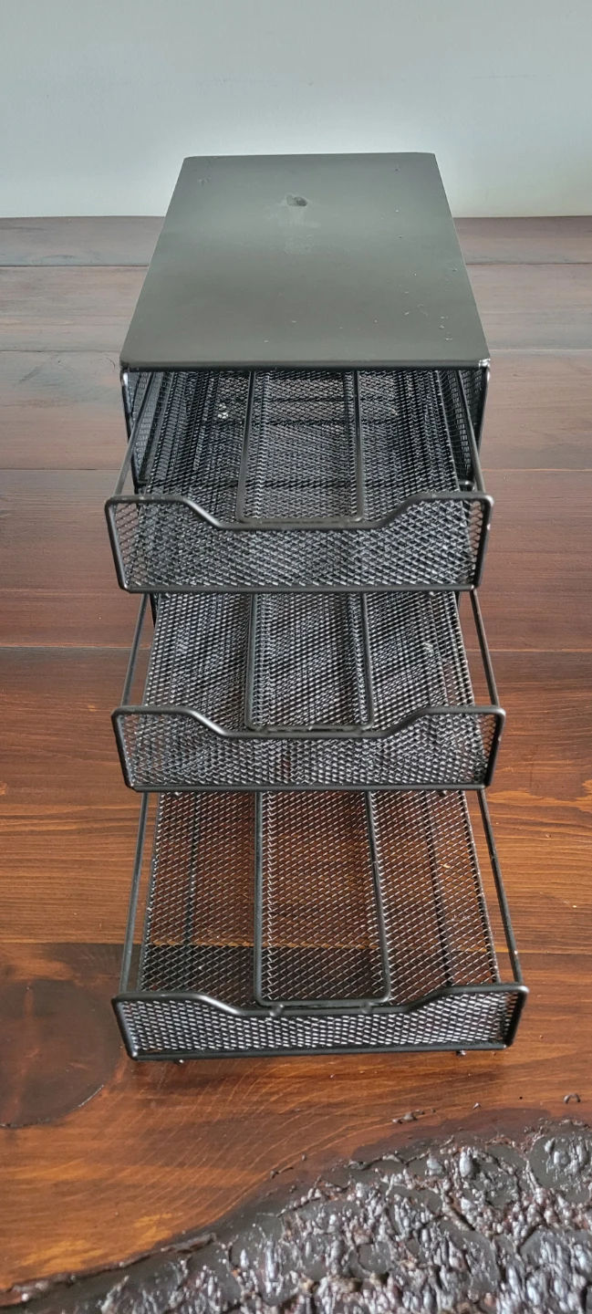 3-Drawer Black Mesh Desk Organizer / Coffee Pod Storage Holder - photo 2