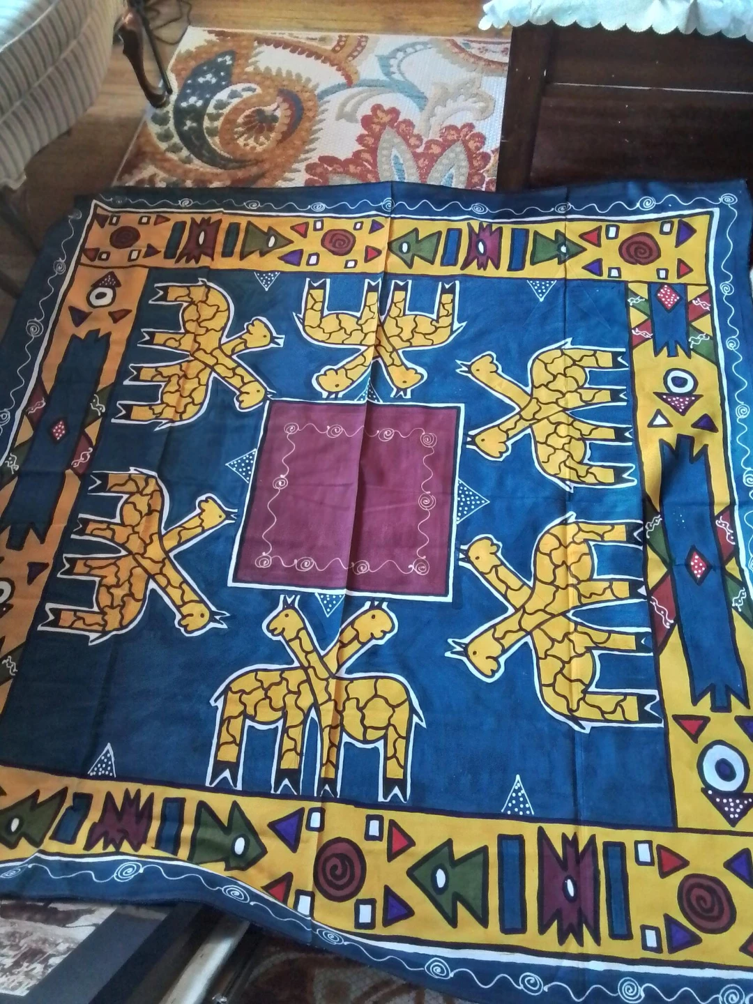 Large Square Tribal Giraffe Tablecloth/Tapestry