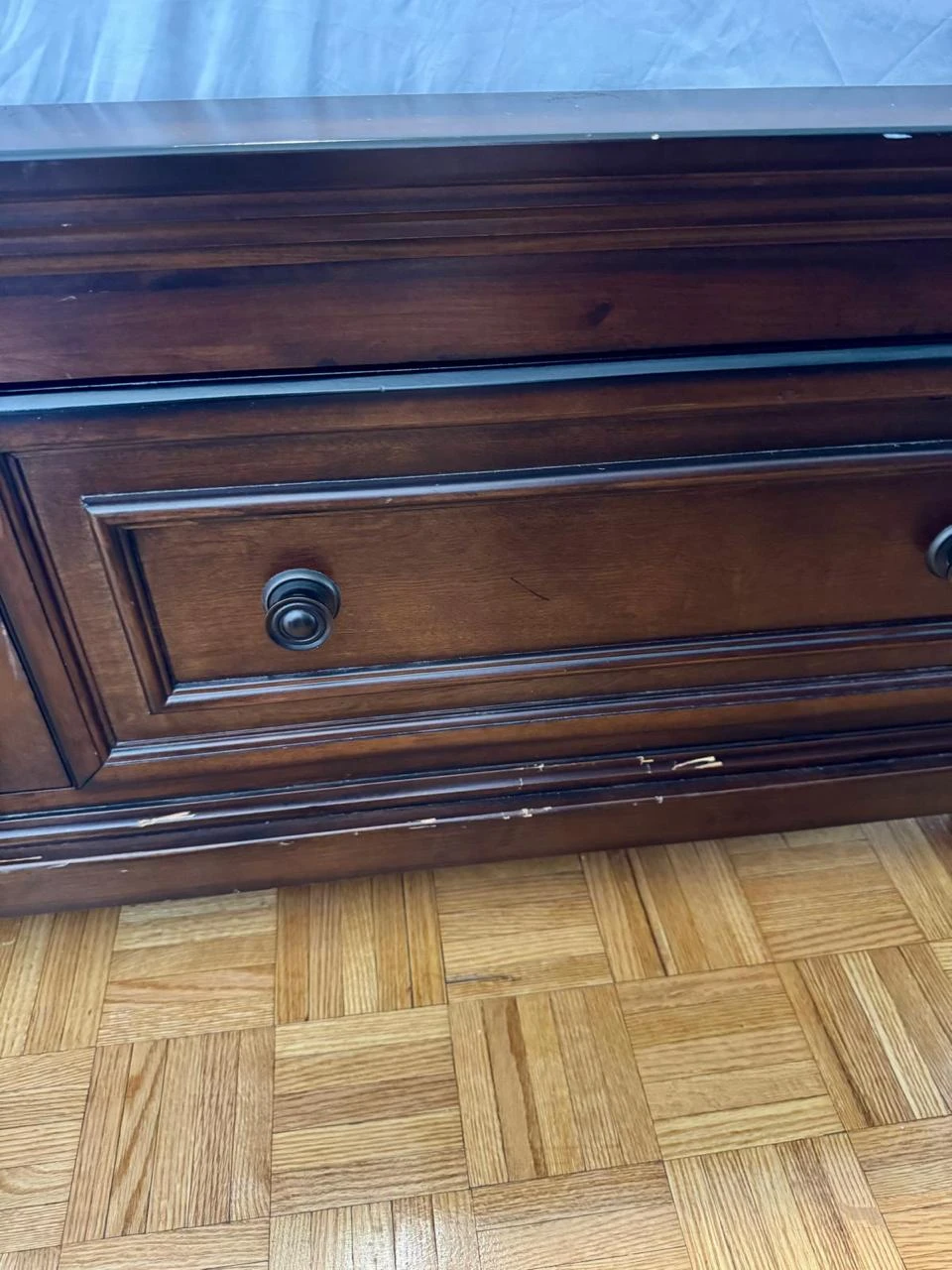 Dark Wood Queen Bed Frame and Matching Dresser with Mirror - photo 3