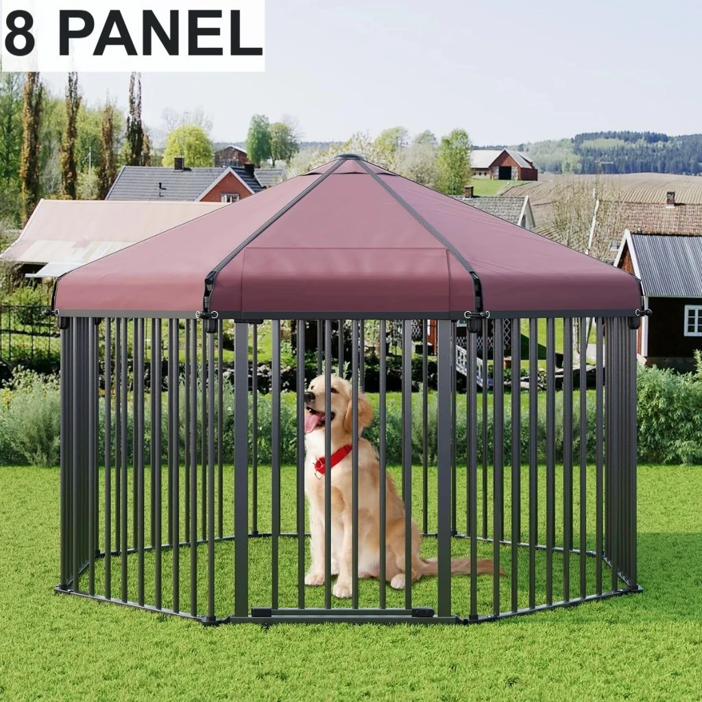 Garvee 8-Panel Pet Playpen with Roof- New