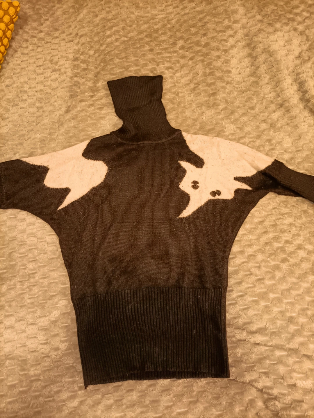 Black and white turtleneck sweater