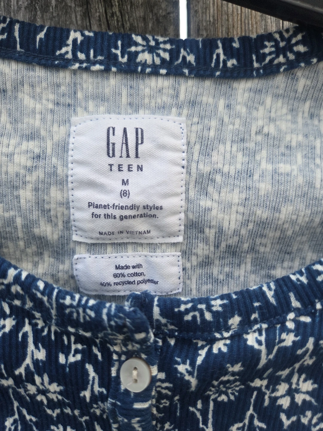 Gap Teen Floral Ribbed Button-Down Top - photo 2