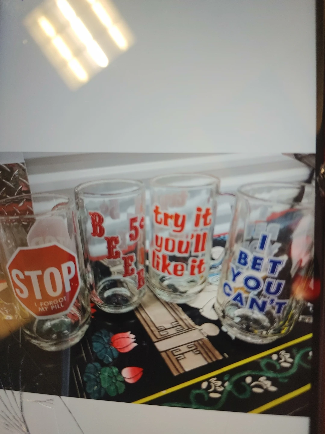 Set of 4 Vintage Novelty Glass Mugs