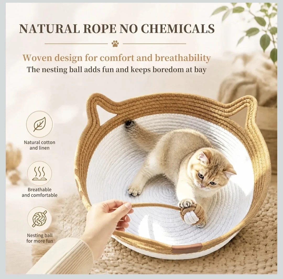 Woven Rope Cat Bed with Toy - photo 5