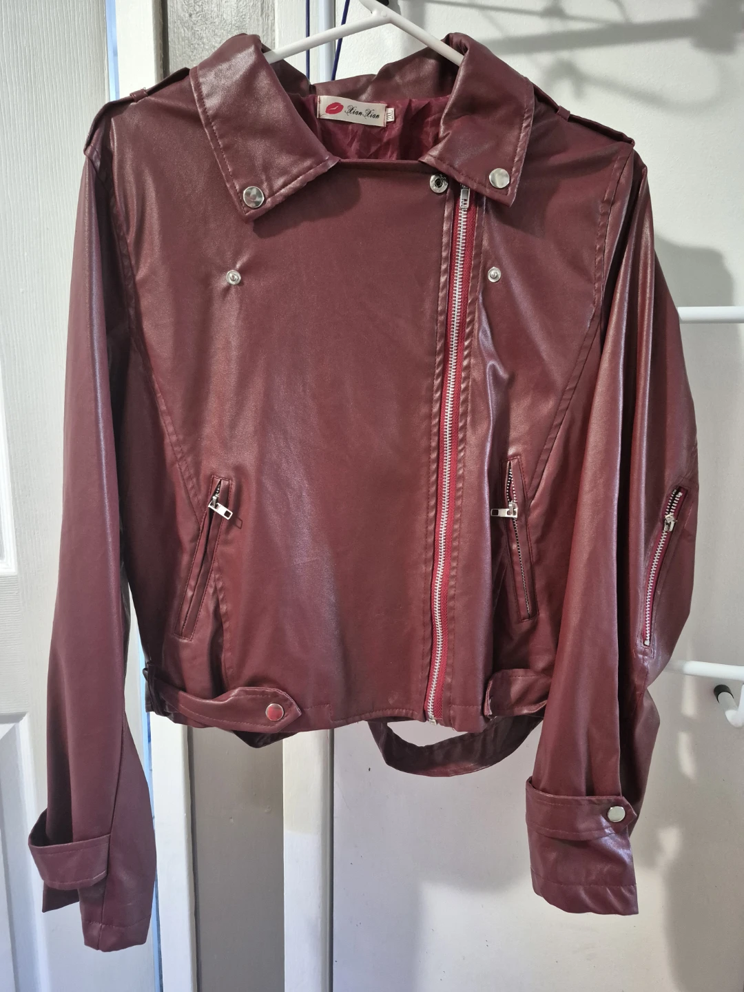 Xian Xian Burgundy Faux Leather Jacket - photo 4