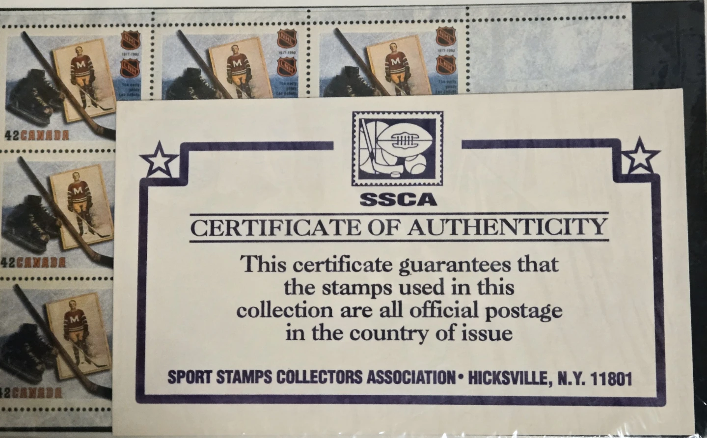 $25 FIRM-1992 Deluxe Hardcover NHL Stamp, MNH, COA - photo 5